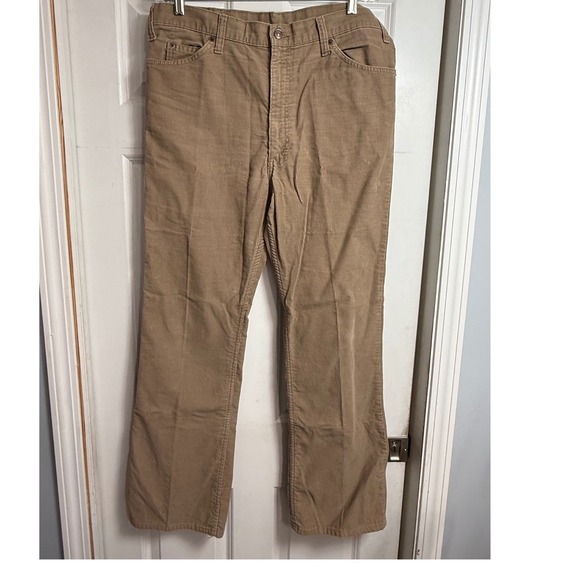 Vtg 80s Levi Corduroy Pants Tan Bootcut Flare Women Sz 10 36x32 White Tag
